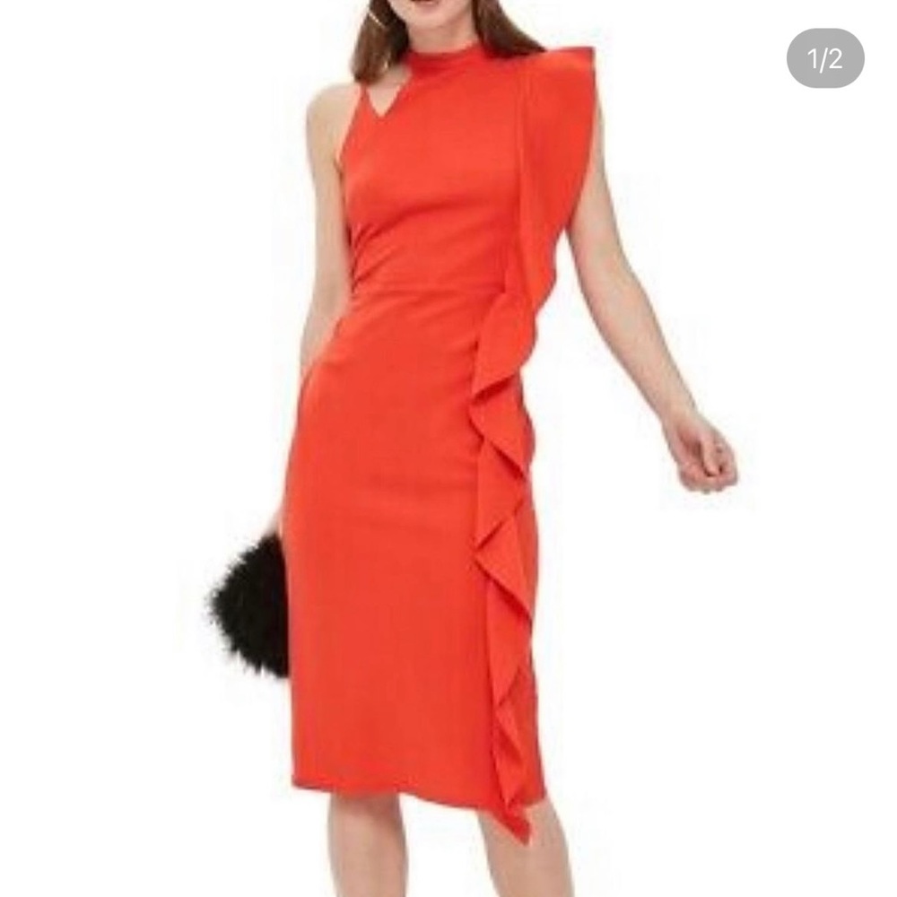 Topshop Asymmetrical Ruffle Dress